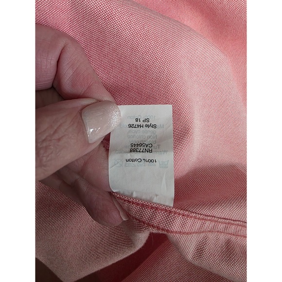 J Crew Men sz M Flex Oxford Button Down Shirt.  Coral Pink Cotton Long Sleeve - Picture 6 of 8